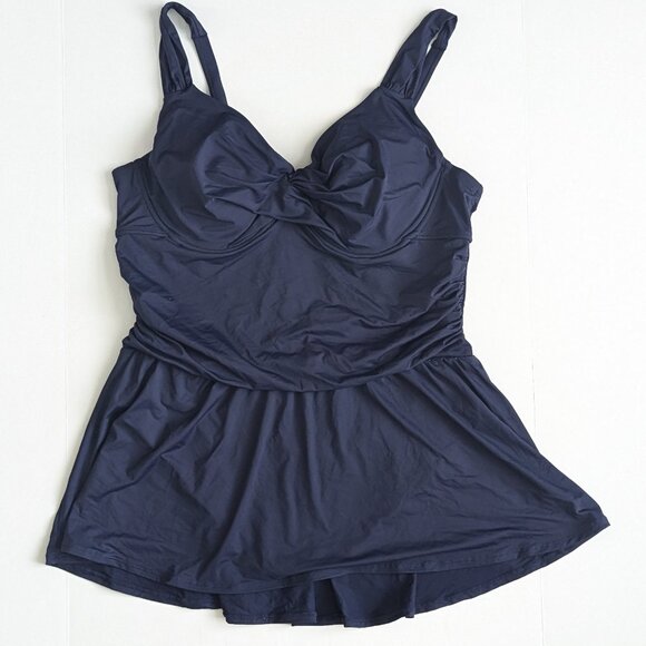 Anne Cole Plus Size Ruched Underwire One-Piece Swimsuit, Navy, Women's 20W